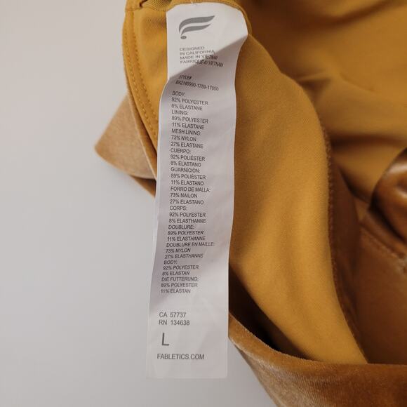 Fabletics Oasis Twist Front Gold Velour Twist Sports Bra L Luxe Activewear Top - Picture 6 of 7